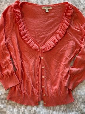 Banana Republic Coral Knit Cardigan with Ribbed Hem